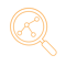 Magnifying Glass with Node Connections in Orange-1