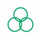 Three Interlocking Nodes in Emerald Green on White Background