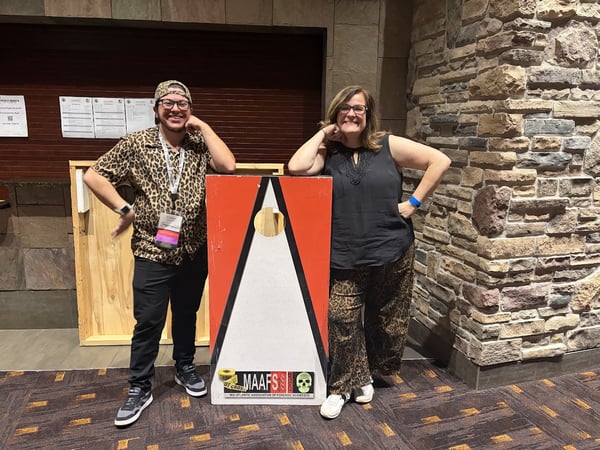 Allison Laneve and Jackson Dimalanta of RJ Lee Group, competing as the Residue Renegades at the MAAFS–NEAFS cornhole tournament